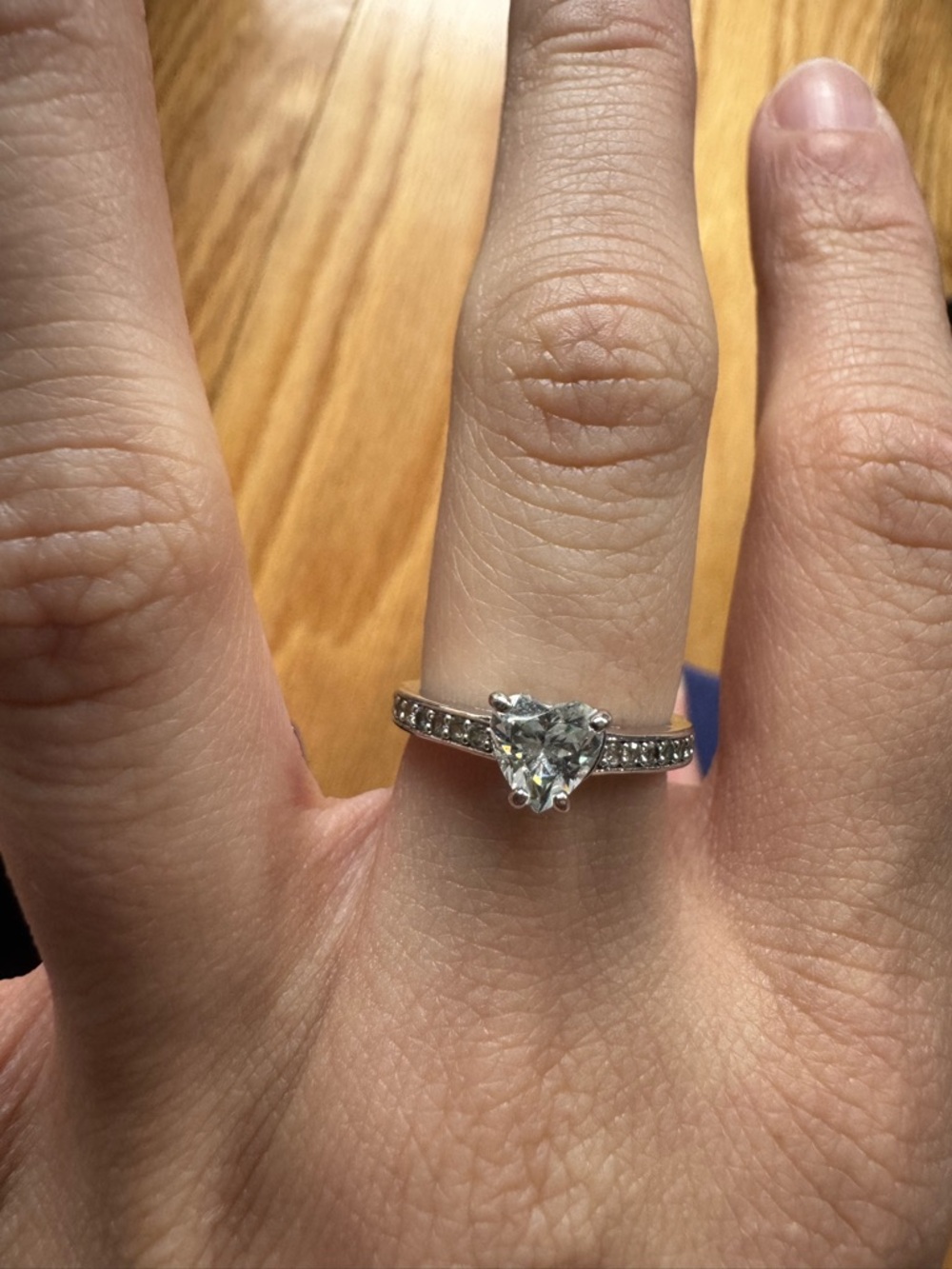 Swarovski Silver Heart-Cut Solitaire Engagement Ring with Pavé Band